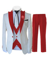 Fashion Luxury Tailor-made White Suits For Men 3 Piece Set Slim Fit Formal Wedding Best Man Groom Tuxedo(jacket+Vest+Pants) As picture color 2